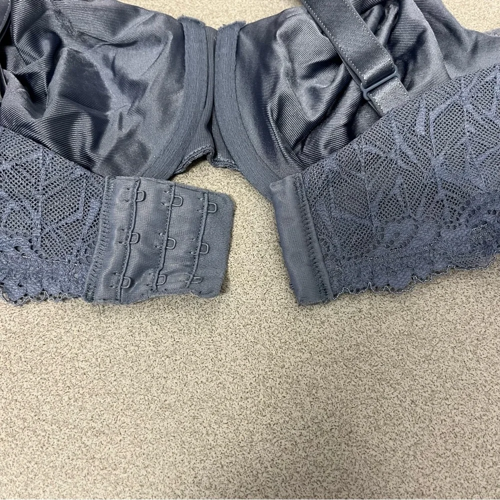 Wacoal Vivid Encounter Lace Underwire Blue Gray Sz 34DDD